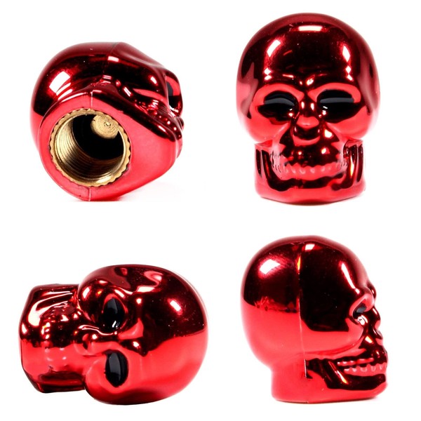 4 Pieces Skull Style Tyre Valve Caps, Rustproof Copper Core,