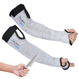 JXINLODGEG Cut Resistant Farmers Sleeves - A6 Protection with Thumb Hole, Arm Protectors, for Gardening, Welding, Kitchen, Grey, ‎One Size