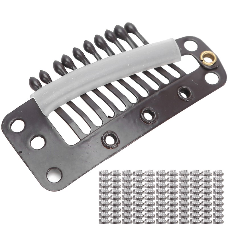100pcs 10 Teeth Wig Clip Stainless Steel DIY Hairpiece Snap
