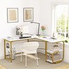 Gezen L Shaped Desk with Storage Shelves, Reversible Corner Computer