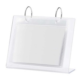 Clear Acrylic Photo Album 5 Inch Flip Calendar Style Photo Frame Scrapbook Album L-Shape Desktop Photo Display Stand Vertical Sign Holder, 17 Pages Hold 34 Pictures (1 Piece)