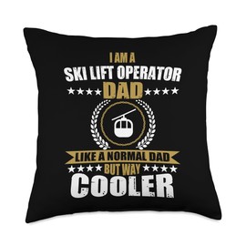 Ski Lift Operator Jobs Design Gondola Attendant Lift Operator Dad Quote Chairlift Ski Area Father's Day Throw Pillow, 18x18, Multicolor