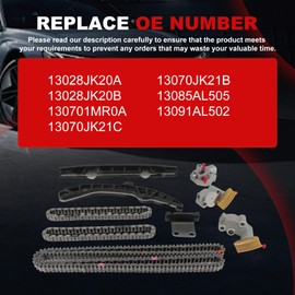 Timing Chain Kit 3.7L Compatible with 2009-2013 370Z, for 2008-2013 G37, for 2013 FX37 for 2014 QX70 VQ37VHR 3.7L Automotive Engine Replacement Parts with Tensioner, Guide Rail