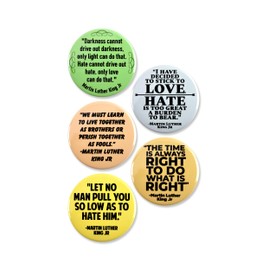 Dr. Martin Luther King Jr. Day Pinback Buttons – MLK Quote Badges for Schools, Events & Black History Month – Inspiring Accessories for Educational Programs & Tribute Events – 2.25 Inch (5-Pack)