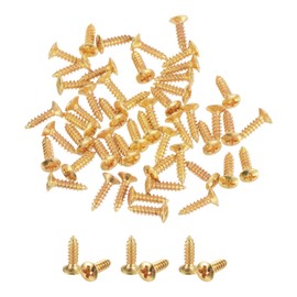 sourcing map 50pcs 3MM Electric Guitar Bass Pickguard Screws Scratch Plate Mounting Screw for SQ ST TL Guitar, Gold