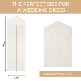 Sotiff Cotton Dress Garment Bags for Long Gowns Long Dress Travel Breathable Foldable Storage Bag Dust Proof (70 x 23.6 Inch)