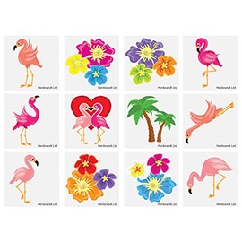 Henbrandt 24 x Flamingo Temporary Tattoos Children's Birthday Loot Party Bag Filler