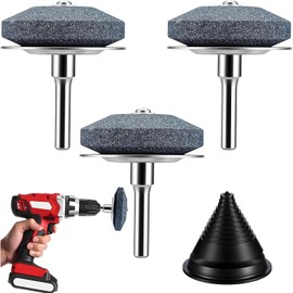 【NEW】3 Pieces LawnMower Blade Sharpener with Steel Backing ,Universal Multi-Sharp Rotary Lawn Mower Blade Sharpener With Balancer for Any Power Hand Drill,high temperature resistance and hardness