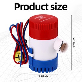 Gisafai 2 Pcs Bilge Pump 12V Submersible Electric Boat Bilge Low Noise Automatic Non Automatic Water Pump for Water Tank Pond Pool Yacht RVS(750GPH)