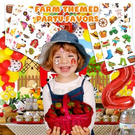 96 PCS Barnyard Farm Animal Pre-Cut Temporary Tattoos for Kids | Super Cute First Themed Birthday Party Favors, Supplies, Decorations, Fake Tattoo Stickers, School Rewards Prizes & Gifts Boys & Girls