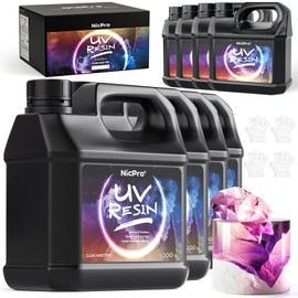 Nicpro UV Resin, 8000g Large Crystal Clear UV Cure Resin Kit, No Mixing & Quick Curing Transparent Solar Activated Glue for Jewelry Making, UV Epoxy Resin Molds, Coating and Casting