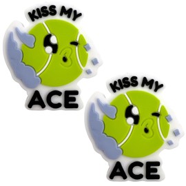 TRESSIS Tennis Racket Dampener - Cute Fun Kiss My Ace Design - 2-Pack - Vibration & Noise-Reducing Tennis Shock Absorber for Racquets - Secure, Easy-Install Accessories for Players of All Levels