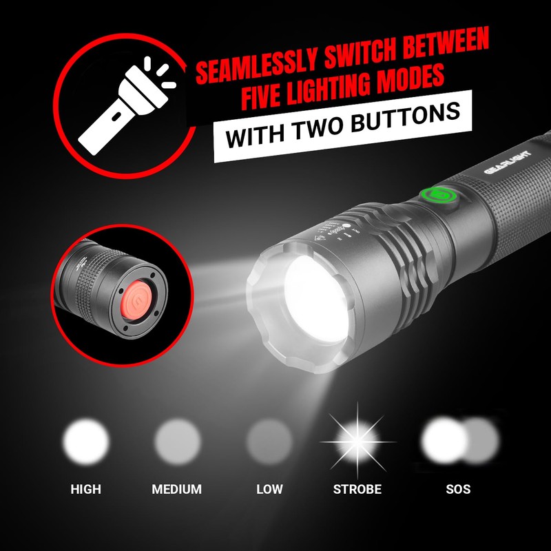 GearLight S2000 LED Rechargeable Flashlight High Lumens - Super Bright,