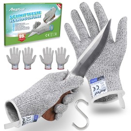 AmzFirst Cut-Proof Gloves, 2 Pairs, Kitchen Gloves, Food Contact Quality, Level 5 Cut Protection, Work Gloves, Garden Gloves, Carving Gloves For food Carving, Size: 10/XL