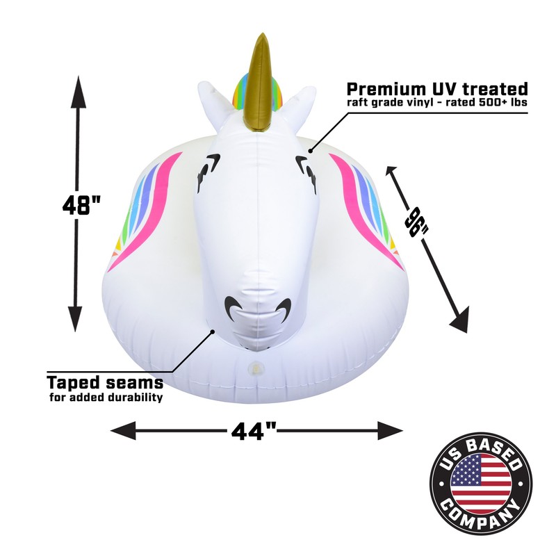 GoFloats Giant Inflatable Unicorn - Includes Unicorn Drink Float- Trending