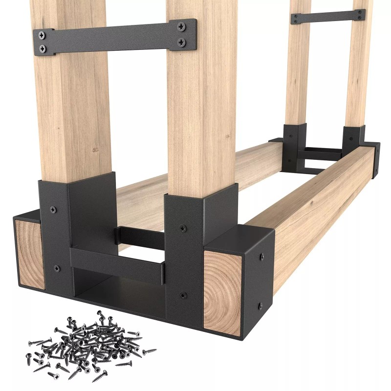 Mr IRONSTONE Firewood Rack Outdoor Indoor, Firewood Rack Brackets Kit