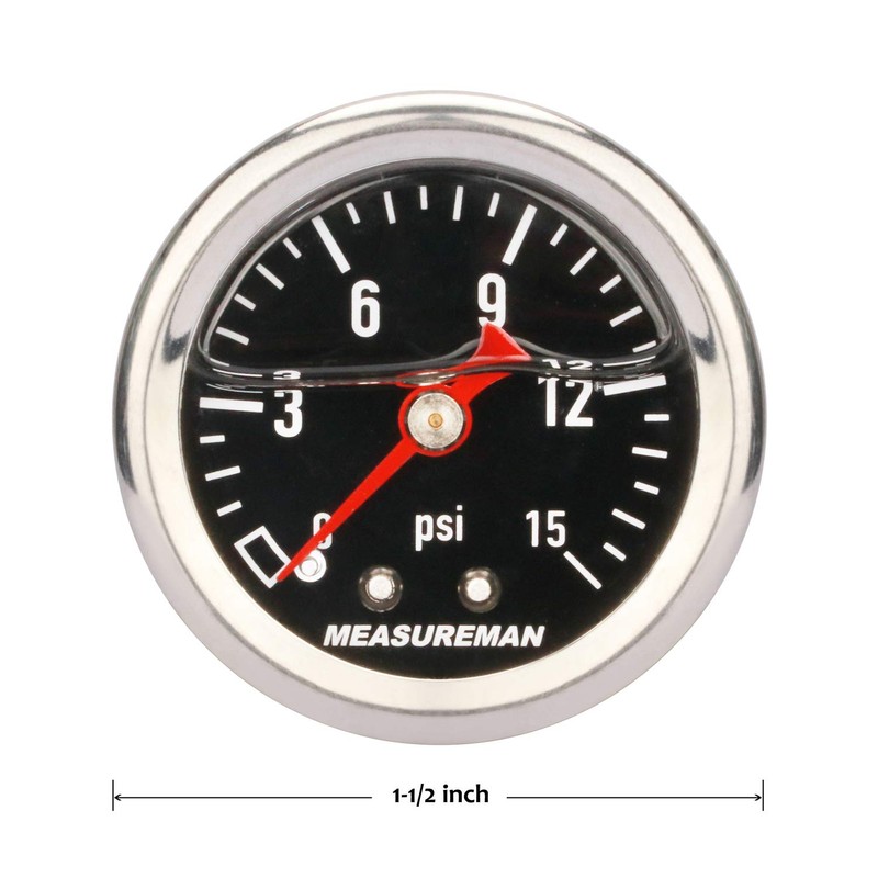 MEASUREMAN 1.5" Black Dial, 304 Stainless Steel case, Liquid Filled