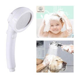 KAIYING Drill-Free High Pressure Handheld Shower Head with ON/OFF Pause Switch 3 Spray Modes Water Saving Showerhead , Detachable Shower-Head, (G:Shower Head (White)+Bracket+Hose)