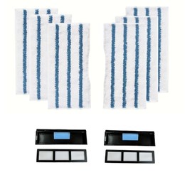 Gekrpro 6 Pack Reusable Vacmop Replacement Pads Refills Compatible with Shark Vacmop VM252 VM251 VM200 VM200C VM252C QM250 VM250 VC205, and 2 Pack Dirt Chambers