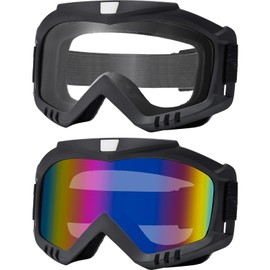 KINGBIKE Motorcycle Goggles 2 Pack Off Road Dirt Bike Motocross Goggles Windproof MTB Cycling Goggle for Youth Adults Men Women