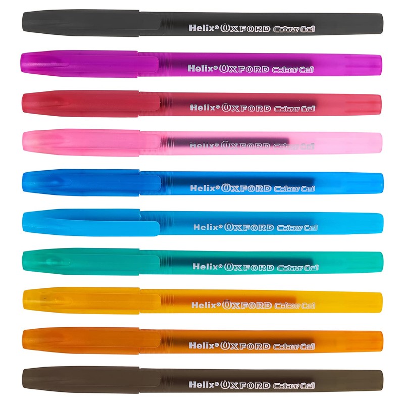 Helix Oxford Colour Gel Pens (x10 Pack Assorted Colours) with