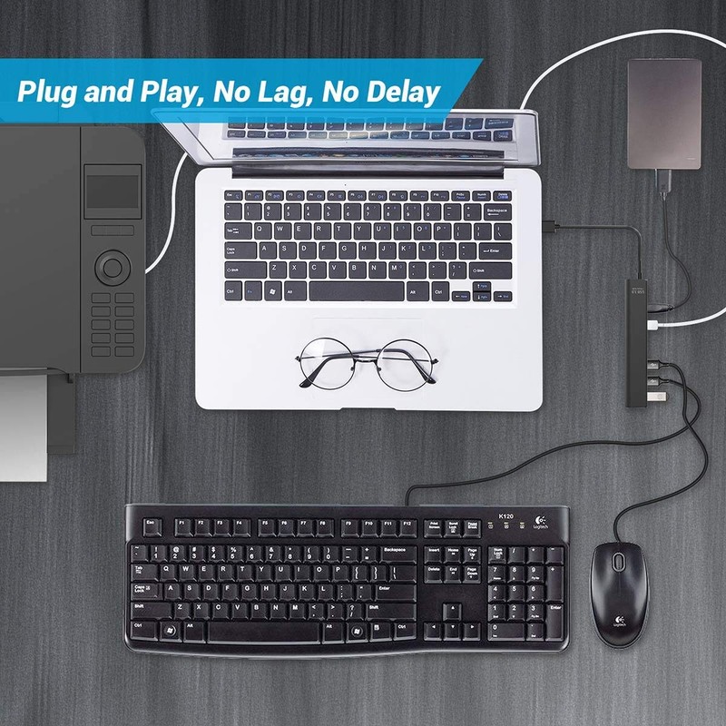 Multi USB 3.0 Hub 7-Port High Speed 5Gbps Slim Compact