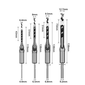 4pcs Wood Drill Bit Sets, Square Hole Drill Woodworking Drill Tools, Auger Mortising Drill Set,Woodworking Square Mortising Hole Saw Drill Bit Set