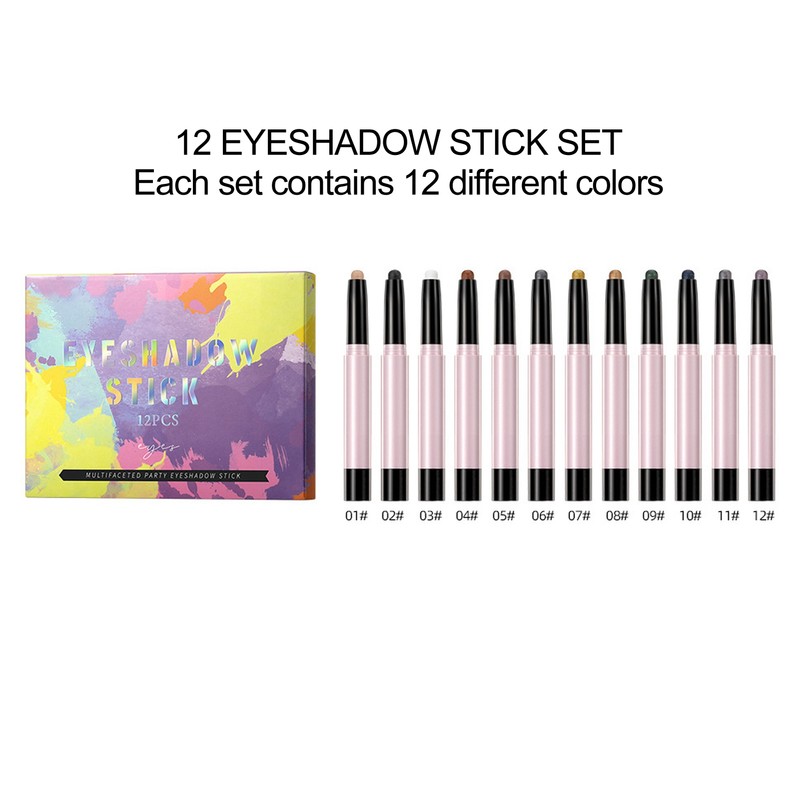 12pcs Eye Shadow Stick Waterproof Eyeshadow Stick Matte Eye Shadow