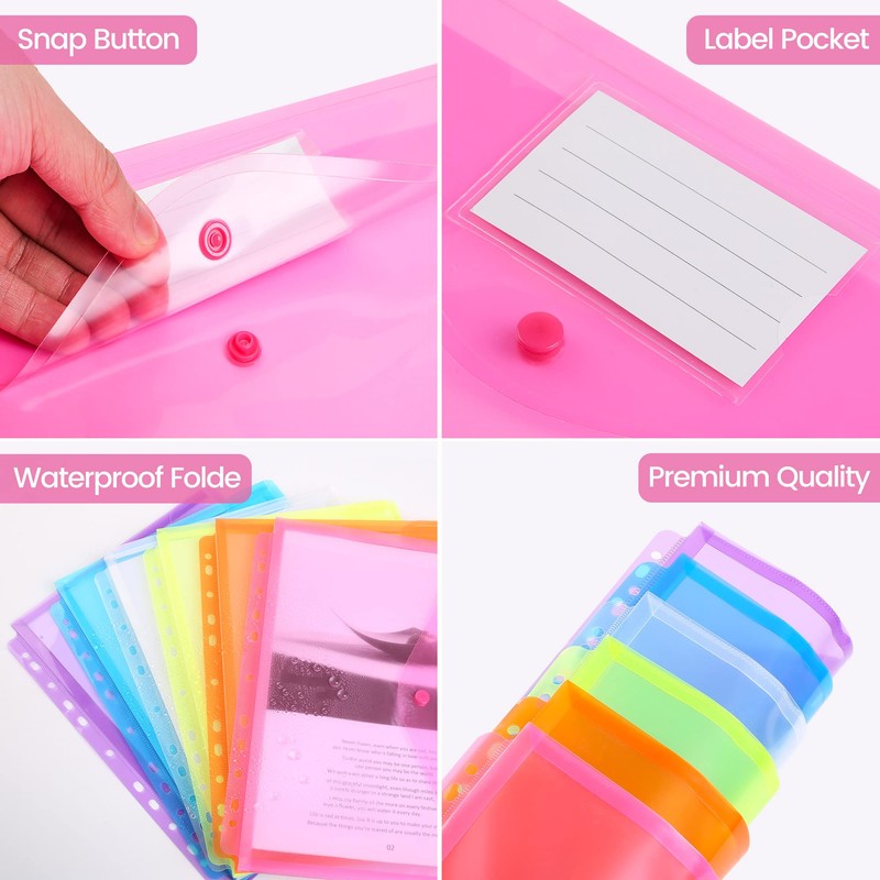 TOOELMON Document Folder A4, Pack of 12 Premium Transparent Document