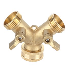 xctopest Y Shape 2 Way Brass Hose Splitter with Water Faucet Ball Valve Garden Greenhouse Irrigation Connector, xctopestr280fuygod