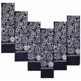 EVERY-VILLE Where EVERYone is Welcome 6 Pack Black Bandana for Women Men Gift Packaging - 55x55cm, Paisley - Cowgirl Cowboy Motorbike Accessories Scarf Headband Neckerchief