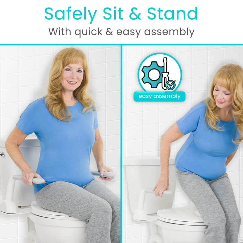 Vive Toilet Safety Rail with Handles - Handicap Grab Bar