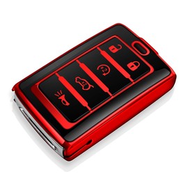Tukellen for Jeep Key Fob Cover Soft TPU Full Protection Key Case Compatible with 2021-2025 Grand Cherokee L Grand Wagoneer Key Shell (Red, 5 Buttons-B)