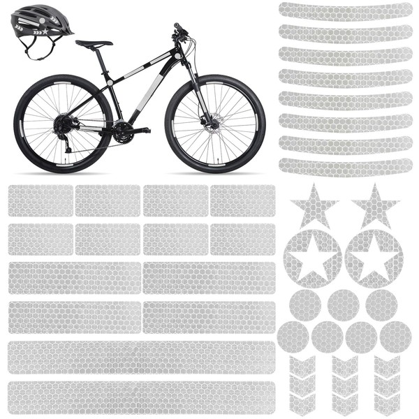 YUXIANLB 42 Pcs Reflective Bike Stickers, Multi Shapes Bicycle Reflective