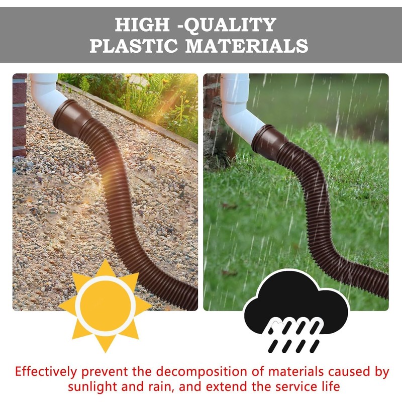 Srliya Rain Gutter Downspout Extension Flexible PE Extendable Drain Away