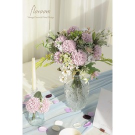 Floroom Artificial Dahlia Flowers 25pcs Real Looking Pale Lavender Foam Fake Roses with Stems for DIY Wedding Bouquets White Bridal Shower Centerpieces Floral Arrangements Party Tables Home Decoration