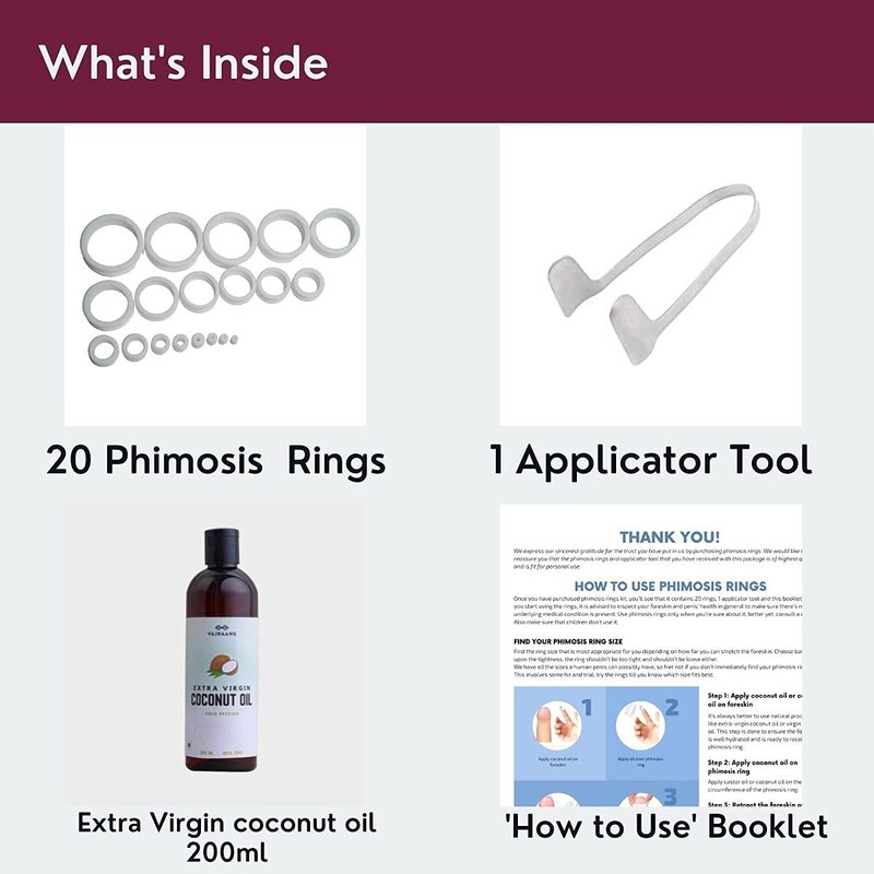 Fore-Stretch Rings (20-Piece-Set) with Cold-Pressed Coconut Oil and 'How to