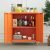 Small 2 Transparent Door Metal Storage Side Buffet Cabinet for