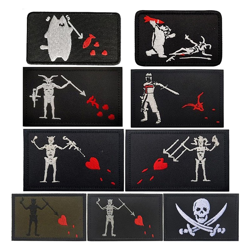 2 PCS AliPlus Blackbeard Pirate Patches Cat Fork Fish Patch