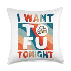 I Want Tofu Tonight Cute Tofu Costume Funny Vegan Vegetarian Throw Pillow
