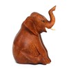 G6 Collection Wooden Hand Carved Sitting Elephant Statue Figurine Sculpture