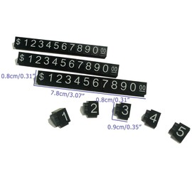 Price Tag Cube Adjustable Assembly Number Angled Pricing Counter Display Stand Label Sale Price 14 Sets (Black, Large)