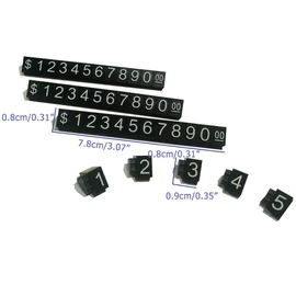 Price Tag Cube Adjustable Assembly Number Angled Pricing Counter Display Stand Label Sale Price 14 Sets (Black, Large)