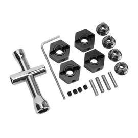 Alomejor 14 mm Wheel Hexagonal Hub Kit Wheel Hex Adapter Wheel Hex Holder Nuts Pins Cross Wrench for 1/10 RC Car (Black)
