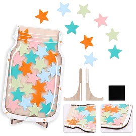 Koonafy Reward Jar with 25 Stars Incentive Jar for Children Star Jar Reward System Motivate Good Behaviour Chart Incentive Jar Class Bulletin Board Responsibility Routine Management Tool (B)