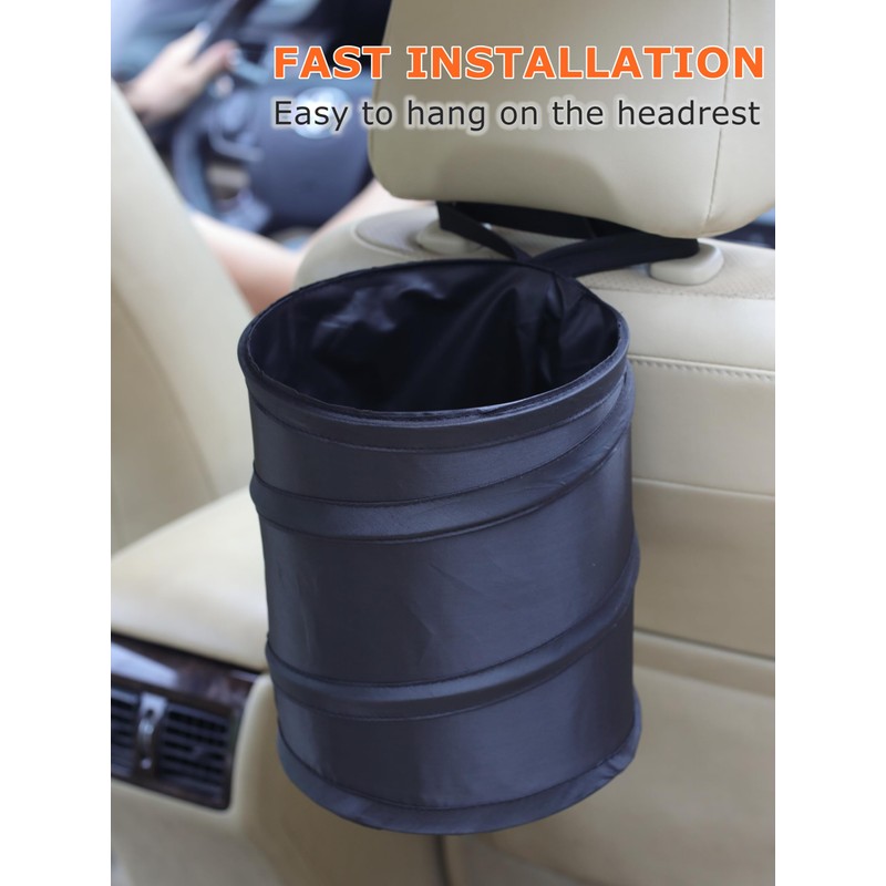 Ginsco 2 Gallons New Leakproof Car Trash Can, Compact Trash