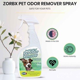 ZORBX Unscented Pet Odor Remover Spray 24 FL Oz – Perfume Free Strong Litter Odor Remover - Advanced Odor Control for Carpet, Bathroom & Urine Odors - Fast Acting Odor Remover Spray for Dogs & Cats