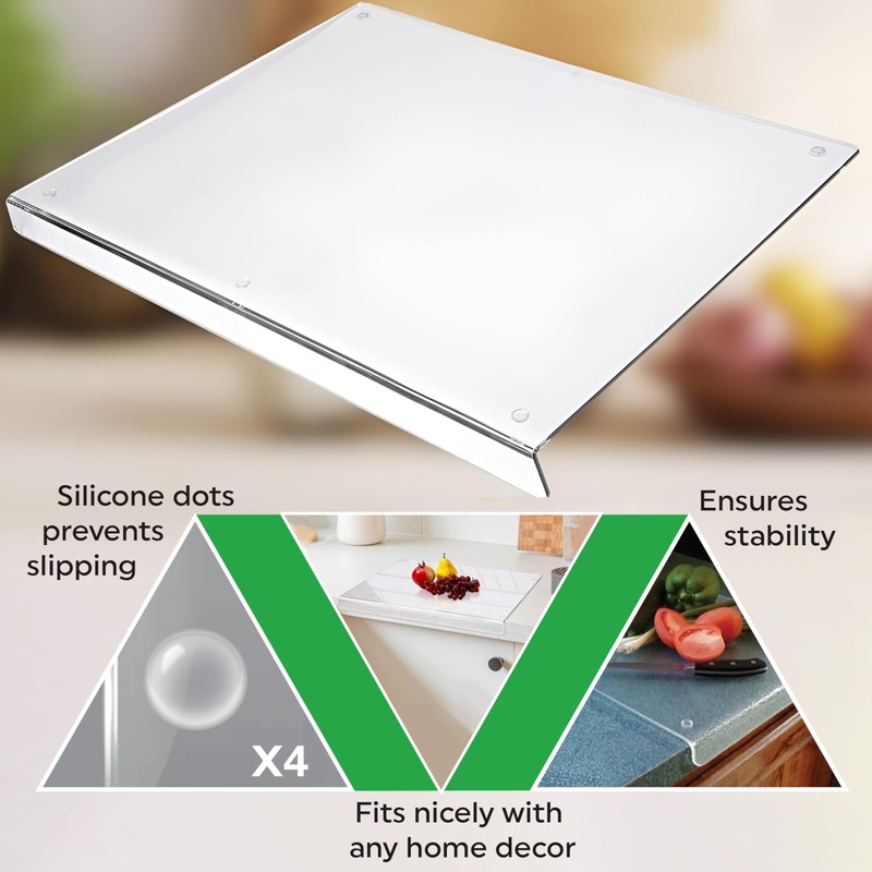 Acrylic Cutting Board with Counter Lip in Small, Large and