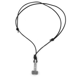 Armory Replicas™ Norse God Thunder Hammer Pendant Necklace - 3D Damascus Steel Design with Adjustable Leather Cord - Viking-Inspired Jewelry