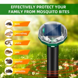 8 Pack Mole Repellent Solar Powered Ultrasonic Gopher Repellent Waterproof Chipmunk Vole Groundhog Repellent Outdoor Sonic Spikes Rodent Repellent Mole Deterrent Snake Repellent for Yard Garden Lawn